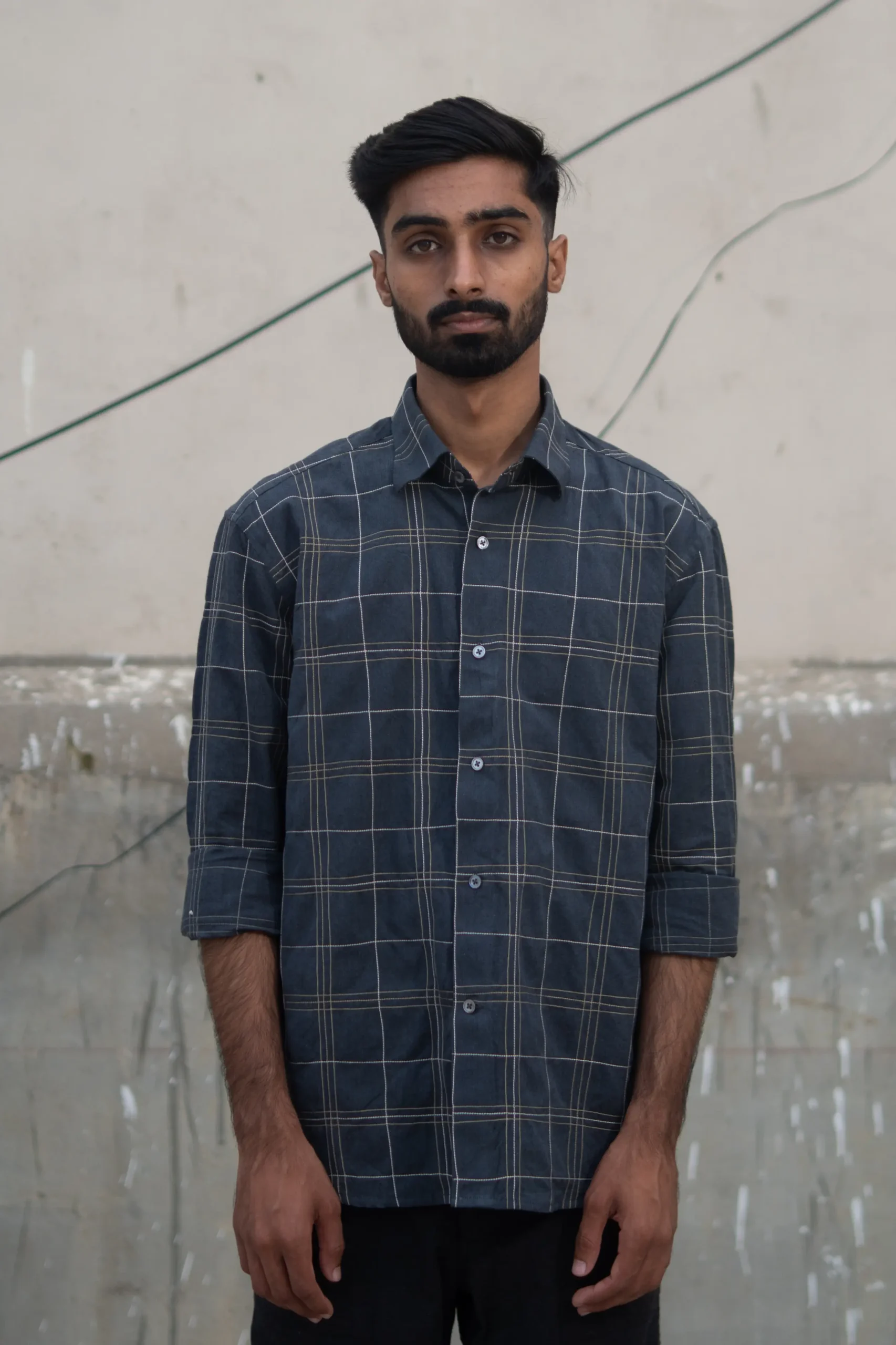 Charcoal Blue Plaid x Strings - Image 3