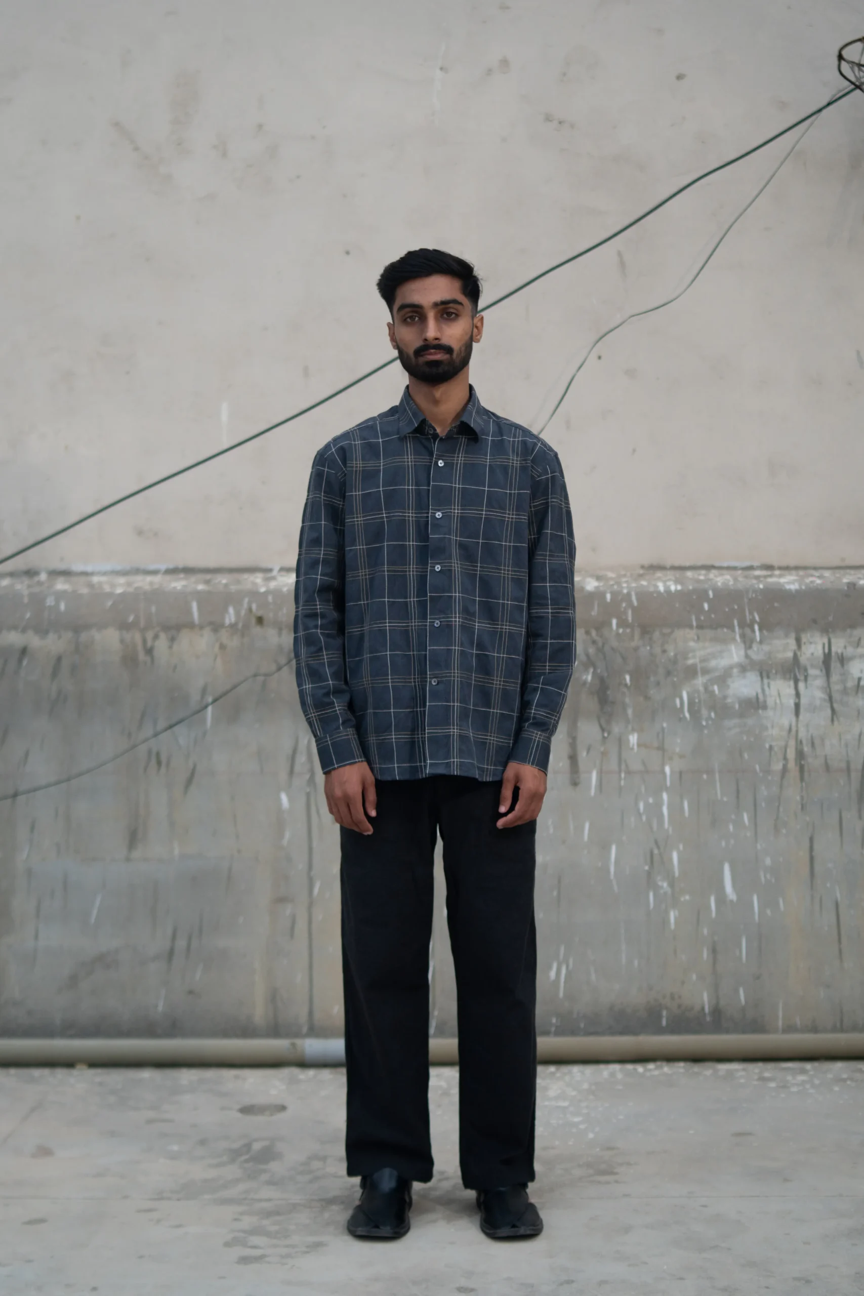 Charcoal Blue Plaid x Strings - Image 2